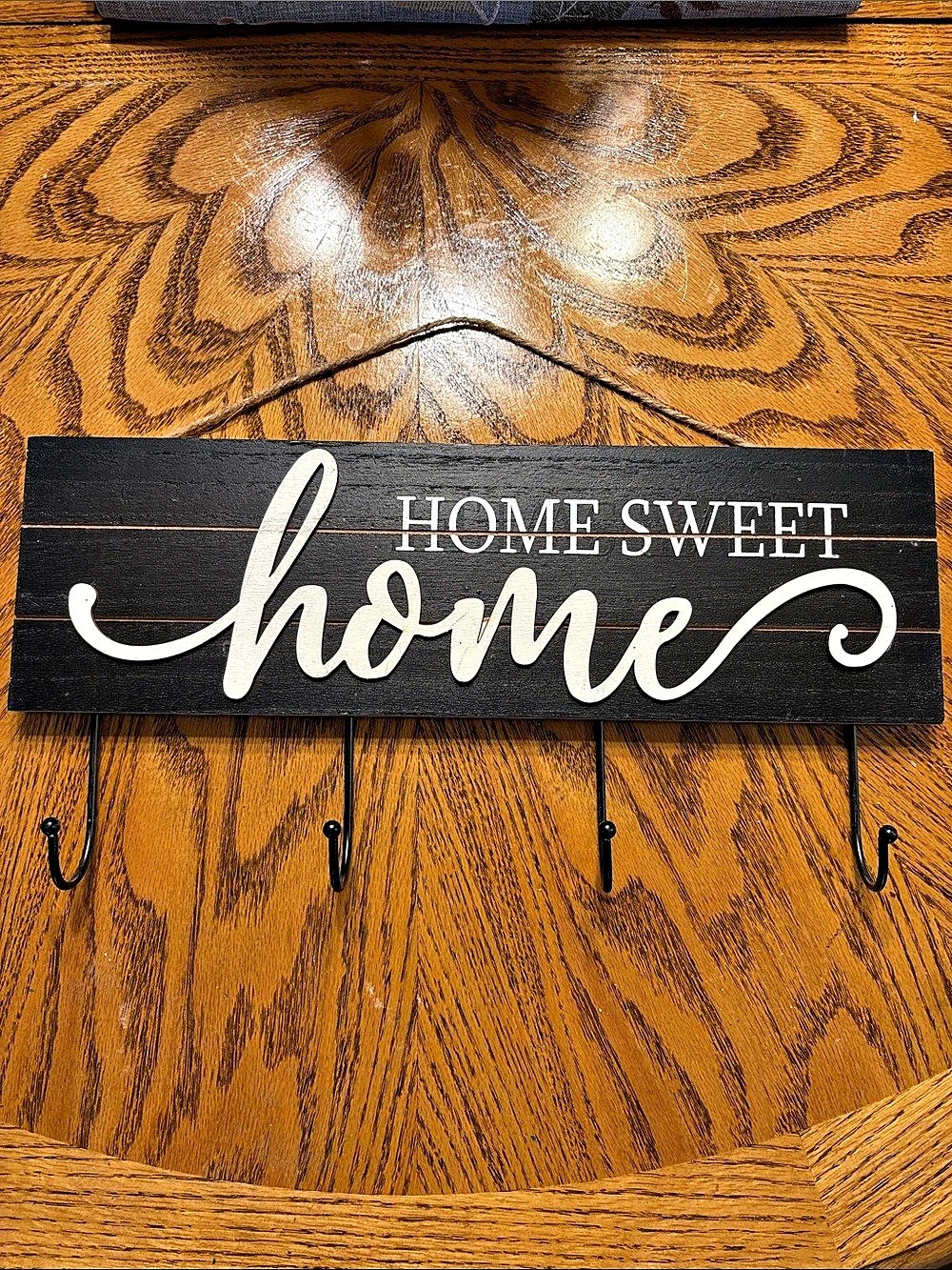 Direct International Home Sweet Home Wall Hook Rack in Black & White